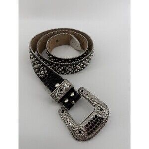 Bb Simon Belt Size 40 Black Swarovski Crystals Genuine Leather 100% Authentic